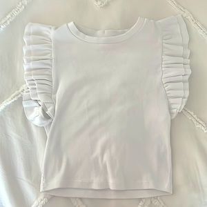 Zara ruffle sleeve top, brand new, white